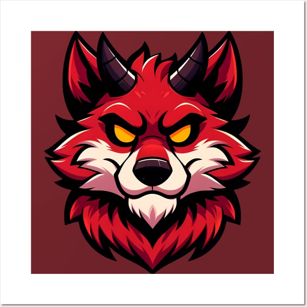 Red Demonic Furry Anthro Wolf Wall Art by Blue Bull Bazaar